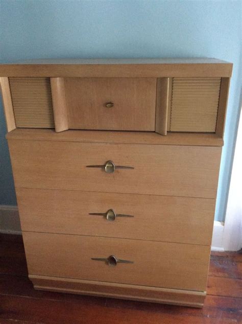 Vintage 1950's blonde bedroom set, including one tall 4-drawer dresser ...