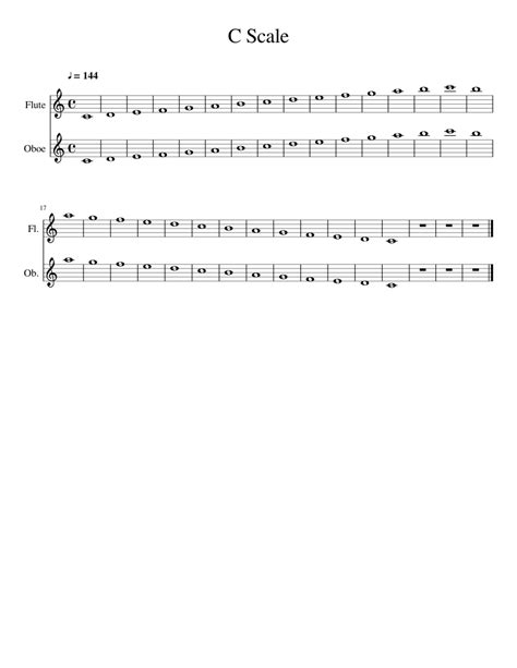 C Scale sheet music for Flute, Oboe download free in PDF or MIDI