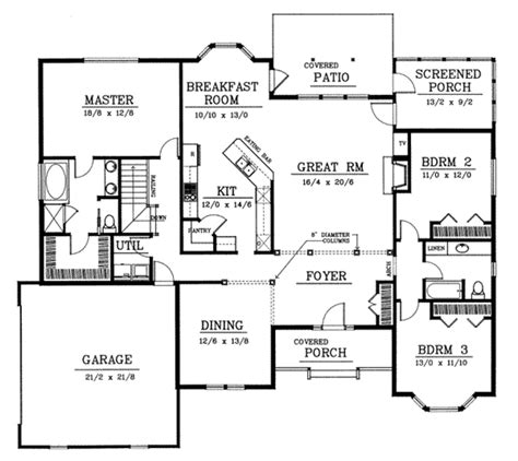 Traditional Style House Plan - 3 Beds 2 Baths 2200 Sq/Ft Plan #102-101 ...