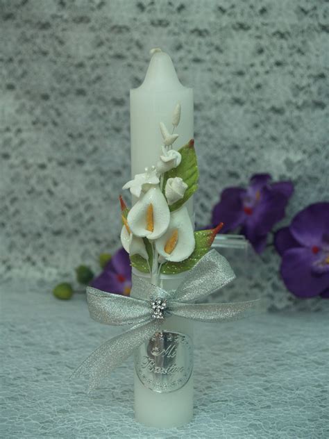 Baptismal Candle B3 Beautiful Vintage Handmade Flowers and - Etsy