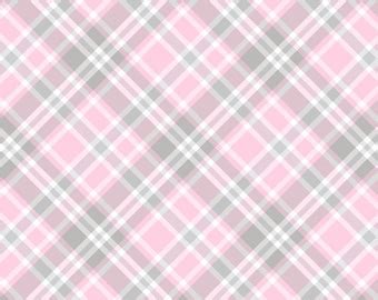 Pink plaid fabric | Etsy