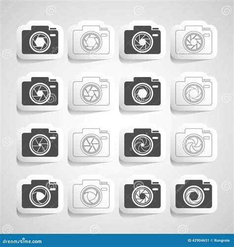 Camera Shutter Sticker Icon Set, Vector Eps10 Stock Vector - Illustration of light, design: 42904651