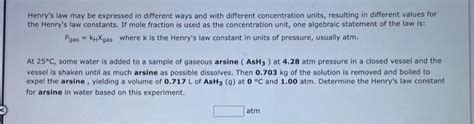 Solved Henry's law may be expressed in different ways and | Chegg.com