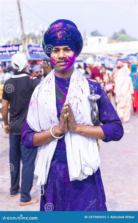 Portrait of Sikh Male during Hola Mohalla Festival with Colours ...