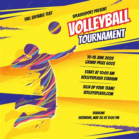 Premium Vector | Volleyball tournament flyer design template