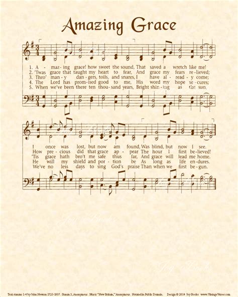 Free Printable Amazing Grace Hymn Sheet Music