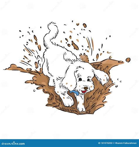 Cute Dog Dig Soil Happy Vector Stock Vector - Illustration of file, doggy: 181076050