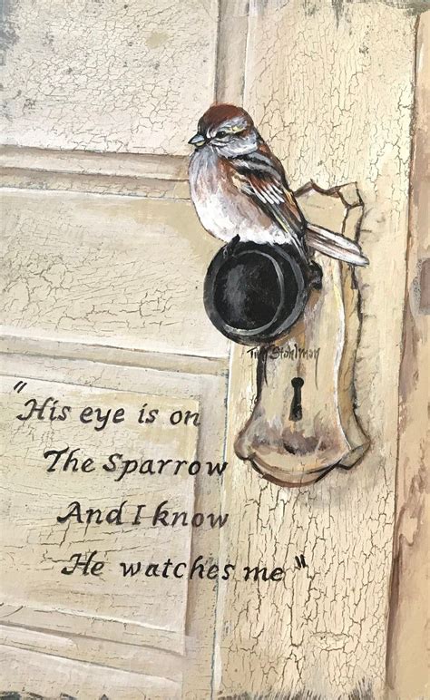 Hand Painted His Eye is on the Sparrow Slate Painting | Etsy Bible ...