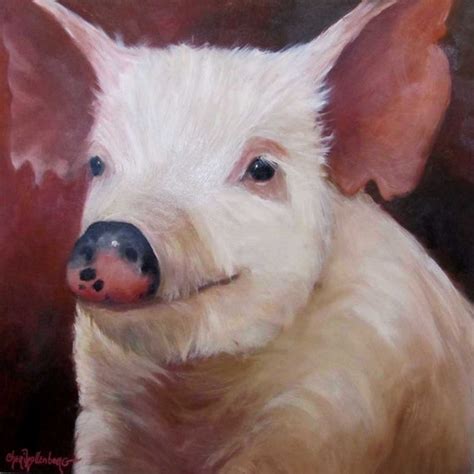 Animal Pig Portrait Fat Baby 16x16x1.5 Cradled Birchwood