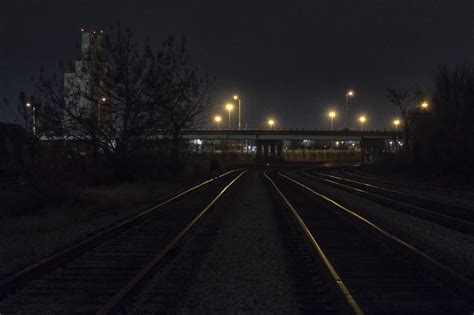 On the Railroad Tracks at Night — Working Image / Robert Sullivan