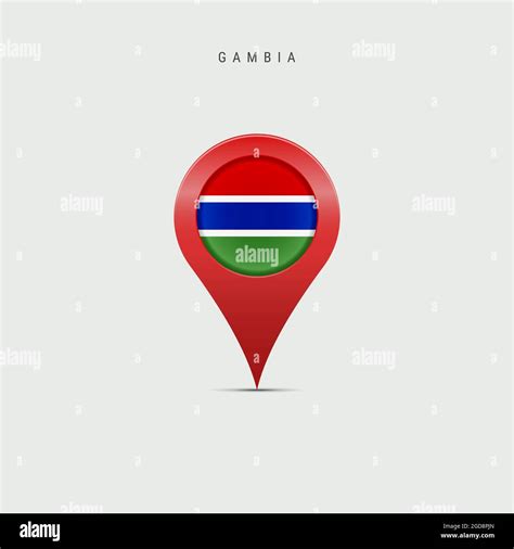 Teardrop map marker with flag of Gambia. Gambian flag inserted in the location map pin. 3D ...