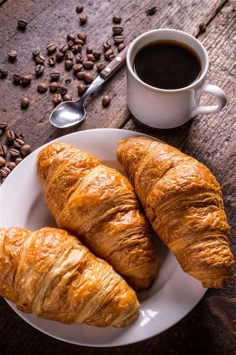 Coffee And Croissant Stock Photo | Coffee breakfast, Food photography, Food photo