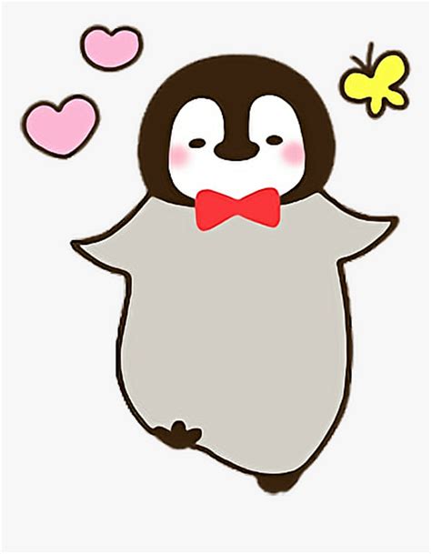 Sticker Cute Penguin Cutesticker Lovely Love Hearts - Penguin Line Sticker Gif, HD Png Download ...