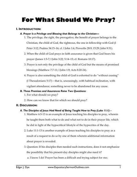 For What Should We Pray - Free Sermon Outlines