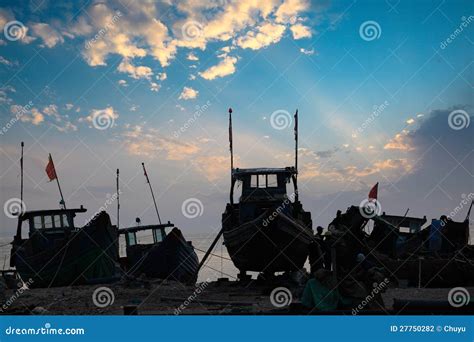 Fishing boats in sunset stock photo. Image of harbor - 27750282