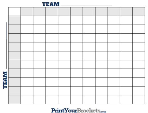 Football Pool Template With Numbered Squares