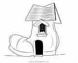 Fairy Tale Shoe House Coloring Page For Kids  Free Houses sketch template