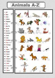 Animals A Z Esl Worksheet By Jwld