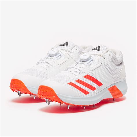 adidas Vector Mid Cricket Spikes - White/ Red - Mens Shoes