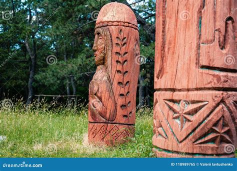 Real Pagan Altar in the Forest with Idols in Summer Light. Stock Image - Image of girl, outdoor ...