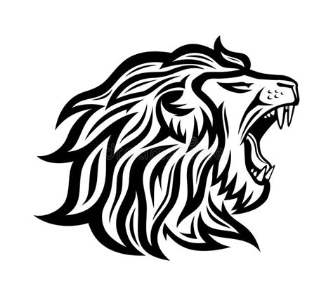 Black roaring lion icon. stock vector. Illustration of roaring - 205743543