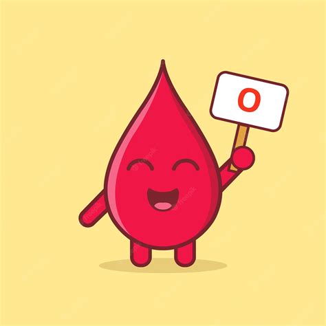 Premium Vector | Cute happy blood drop character blood type o cartoon ...