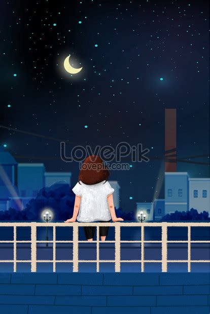 Hand drawn illustration beautiful summer night romantic poster ...