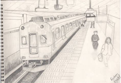 Pencil Sketch Of Railway Station By Farhan Kashif Jeelani - Desi Painters