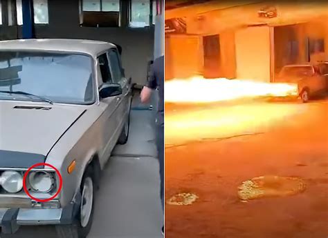 James Bond Fan Turns Headlights on Lada 2106 Car Into Flamethrowers - TechEBlog