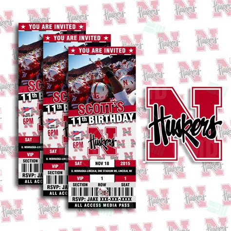 2.5×6 Nebraska Cornhuskers Football Sports Party Invitations – Sports ...