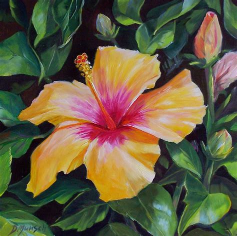 Donna Munsch Fine Art: Original Oil Painting Hibiscus Sunset Oil ...