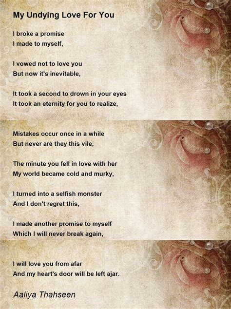 My Undying Love For You - My Undying Love For You Poem by Aaliya Thahseen