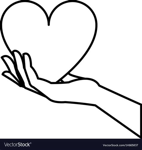 Hand holding heart blood donation symbol line Vector Image