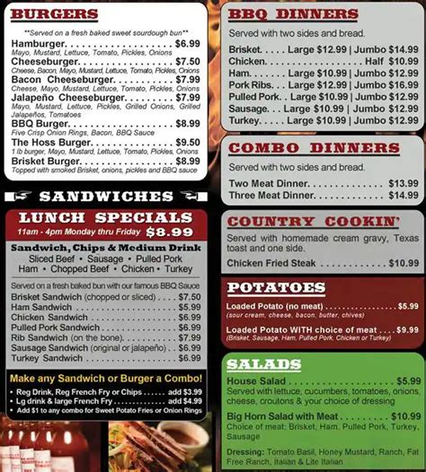 Menu at Big Horn BBQ, Pearland