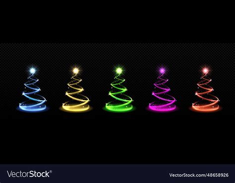 Light christmas tree with star sparkle set Vector Image