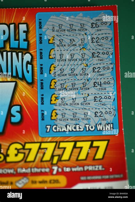 A winning scratch card on every line, run by the national lottery, a 'Triple Winning 7s' winning ...