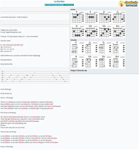 Chord: La Da Dee - tab, song lyric, sheet, guitar, ukulele | chords.vip