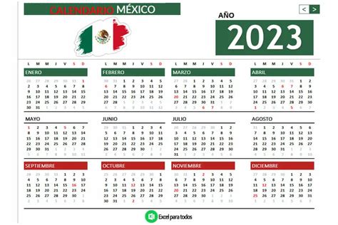 Calendario 2023 México con Días Festivos para Imprimir