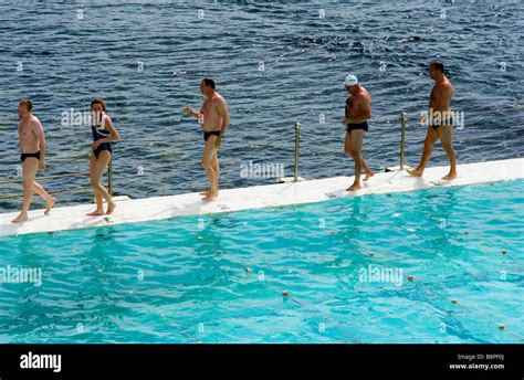 Swimming race at Bondi Icebergs Stock Photo - Alamy