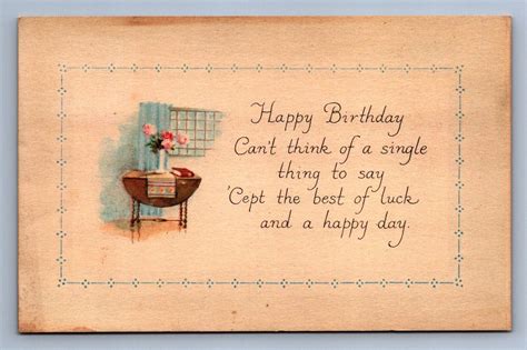 Postcard Vintage Happy Birthday Poem Poetry Celebration Day Table Flowers | eBay