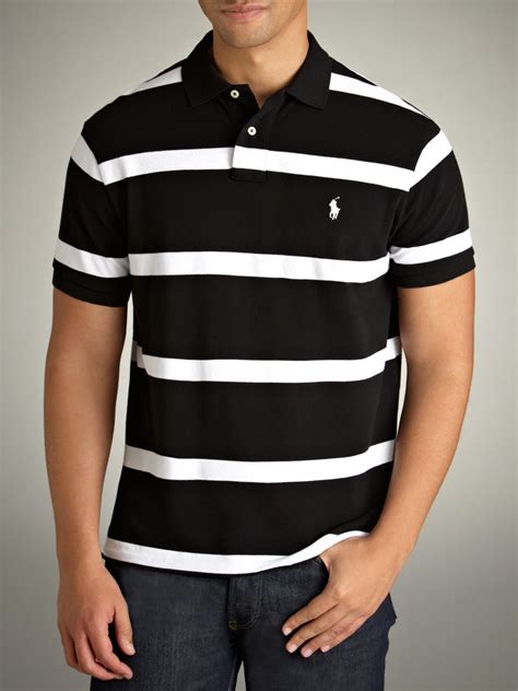 Polo Ralph Lauren Custom Fit Stripe Polo Shirt in White for Men - Lyst