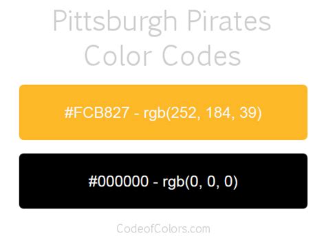 Pittsburgh Pirates Colors - Hex and RGB Color Codes