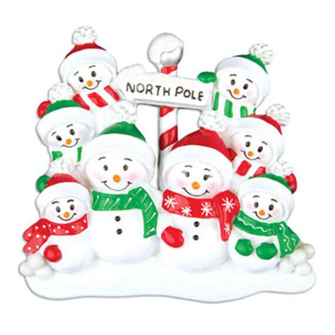 Family of 8 North Pole Snowman Personalized Christmas Ornament - Touch ...