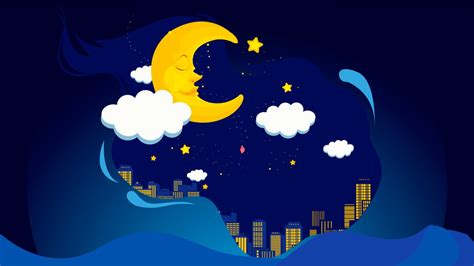 Cartoon Cute Night Starry Sky Background Illustration, Cartoon, Lovely ...
