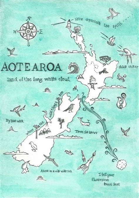 Aotearoa NZ wildlife illustrated map print | Felt