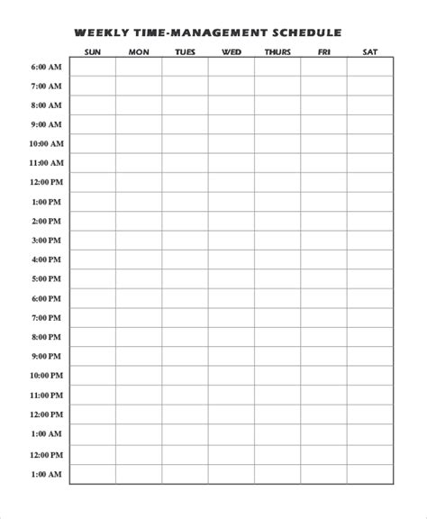 Time Management Schedule Template