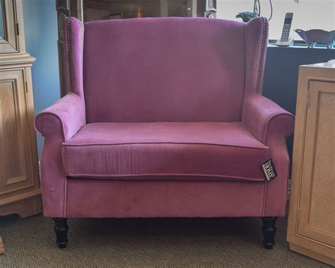 Plum Velvet Settee | New England Home Furniture Consignment