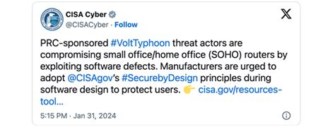 CISA Advises Vendors to Secure SOHO Routers Against Volt Typhoon ...