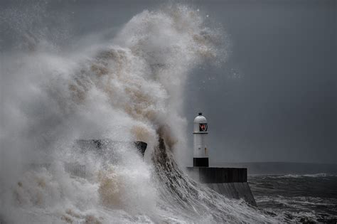 Download Crest Wave Ocean Storm Man Made Lighthouse HD Wallpaper