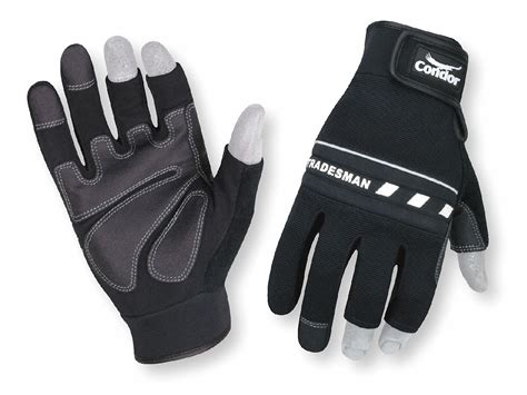 Mechanics Gloves,3-Finger,Black,2XL,PR - Grainger